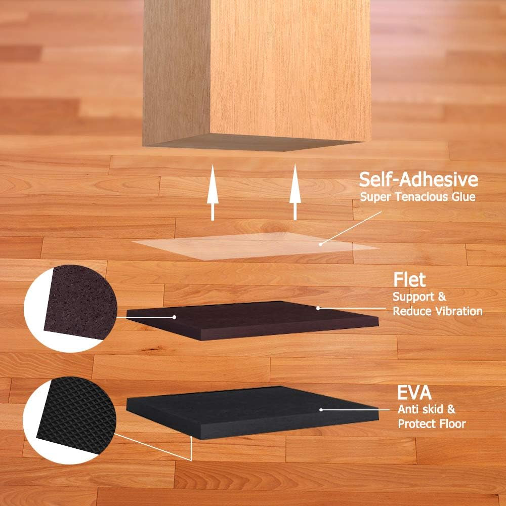 Non Slip Furniture Pads -12Pcs 4" Furniture Grippers Hardwood Floors, Non Skid for Furniture Legs,Self Adhesive Rubber Feet, anti Slide Furniture Floors Protectors for Keep Couch Stoppers