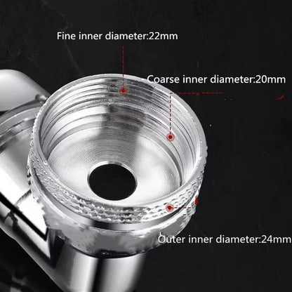 AquaTwist™ 1080° Rotating Faucet Sprayer – Universal Metal Tap Extender with Aerator Nozzle & 22/24mm Adaptor